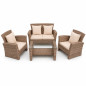 Set mobilier gradina Santorini, 4 piese, fotolii, canapea, masuta de cafea, poliratan bej Set mobilier gradina Santorini, 4 piese, fotolii, canapea, masuta de cafea, poliratan bej