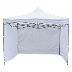 Cort de gradina quick tent, 3 pereti laterali, 3x3x3 m, inaltime reglabila, montare usoara, cadru otel, alb, RESIGILAT