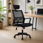 Scaun ergonomic rotativ, inaltime reglabila, tetiera integrata, mesh si burete, 48.5x50x118 cm, negru Scaun ergonomic rotativ, inaltime reglabila, tetiera integrata, mesh si burete, 48.5x50x118 cm, negru