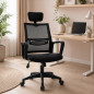 Scaun ergonomic rotativ, inaltime reglabila, tetiera integrata, mesh si burete, 48.5x50x118 cm, negru Scaun ergonomic rotativ, inaltime reglabila, tetiera integrata, mesh si burete, 48.5x50x118 cm, negru