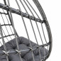 Fotoliu suspendat tip ou, pliabil, cu suport, poliratan PE, cadru metalic, perne incluse, gri antracit, 62x71x195 cm