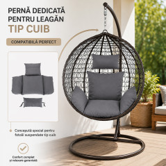Perna pentru fotoliu suspendat tip cuib, detasabila cu fermoar, lavabila, poliester 165 g, gri