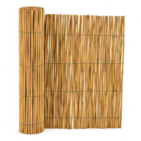 Gard din Bambus Natural 150x150 cm - Paravan Decorativ din Tulpini Intregi pentru Gradina, Terasa si Balcon