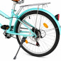 Bicicleta dama, 24 inch, 6 viteze, cos detasabil, portbagaj, frane pe disc, sonerie, turcoaz, ProCart