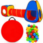 Cort de joaca 3 in 1 pentru copii, set 100 mingi multicolore, tunel, cort iglu, cub, poliester, 302x86x72 cm