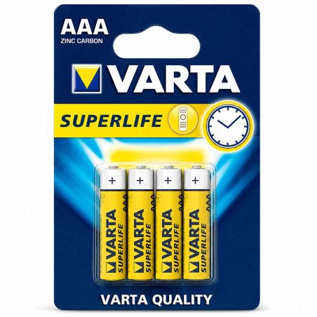 Set 4 baterii alcaline AAA Varta, 1.5V, pentru telecomenzi, jucarii si dispozitive electronice