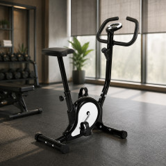 Bicicleta fitness, scaun reglabil pe inaltime, monitor LCD, timp, viteza, distanta, calorii, ghidon ergonomic, maxim 100 kg