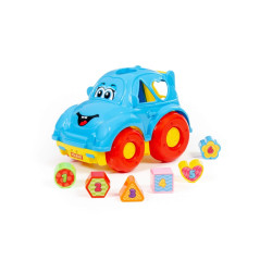 Mașinuță cu cuburi educative Polesie, sortator forme, 6 cuburi cu cifre, 23,5 x 15,2 x 15,8 cm
