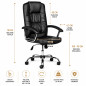 Scaun ergonomic directorial, inaltime reglabila 108-118 cm, sarcina maxima 150 kg, piele ecologica, negru