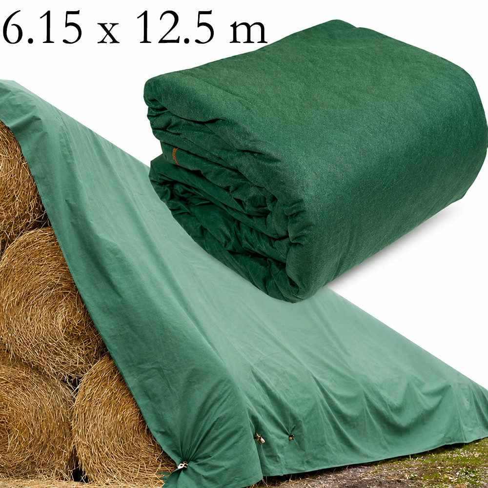 Prelată respirabilă verde pentru baloți, 6,15 × 12,5 metri