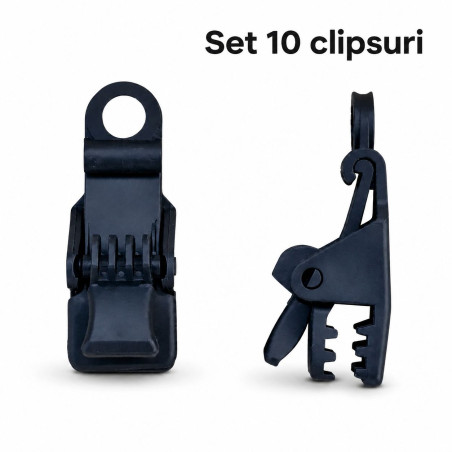 Clipsuri prindere tip crocodil pentru prelate baloti si plase, 8.5 x 3 cm, reutilizabil, set 10 buc
