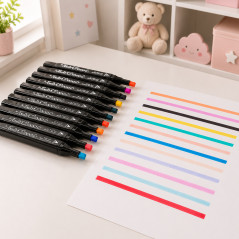 Set 40 markere multicolore cu 2 capete pentru scriere, geanta depozitare inclusa
