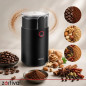Rasnita electrica pentru cafea, nuci si condimente, 150 W, 50 g, lama inox, capac transparent, neagra Rasnita electrica pentru cafea, nuci si condimente, 150 W, 50 g, lama inox, capac transparent, neagra