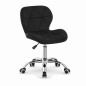 Scaun de birou tapitat, rotativ, stil scandinav, reglare inaltime 72-84 cm, latime 47.5 cm, catifea neagra Scaun de birou tapitat, rotativ, stil scandinav, reglare inaltime 72-84 cm, latime 47.5 cm, catifea neagra