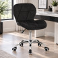 Scaun de birou tapitat, rotativ, stil scandinav, reglare inaltime 72-84 cm, latime 47.5 cm, catifea neagra Scaun de birou tapitat, rotativ, stil scandinav, reglare inaltime 72-84 cm, latime 47.5 cm, catifea neagra