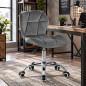 Scaun de birou, stil scandinav, tapiterie din catifea, baza cromata, inaltime reglabila 72-84 cm, gri