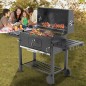 Gratar de gradina mobil, termometru si recipient cenusa, grill XXL cu 2 rafturi pliabile, 115x46x106 cm, RESIGILAT Gratar de gradina mobil, termometru si recipient cenusa, grill XXL cu 2 rafturi pliabile, 115x46x106 cm, RESIGILAT