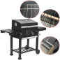 Gratar de gradina mobil, termometru si recipient cenusa, grill XXL cu 2 rafturi pliabile, 115x46x106 cm, RESIGILAT Gratar de gradina mobil, termometru si recipient cenusa, grill XXL cu 2 rafturi pliabile, 115x46x106 cm, RESIGILAT