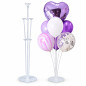 Standuri aranjament baloane, 7 tije fiecare, inaltime 70 cm, ABS transparent, set 5 bucati