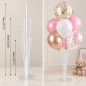 Standuri aranjament baloane, 7 tije fiecare, inaltime 70 cm, ABS transparent, set 5 bucati