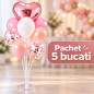 Standuri aranjament baloane, 7 tije fiecare, inaltime 70 cm, ABS transparent, set 5 bucati
