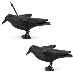 Sperietoare pasari, suport si carlig suspendare, figurina Corb, 34x43x24 cm