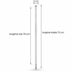 Corp pentru tub neon LED 18W T5, fixare pe perete sau tavan, lungime 70 cm