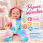 Papusa interactiva, 45 cm, ochi mobili, face pipi, plans cu lacrimi, accesorii incluse, hainute multicolore