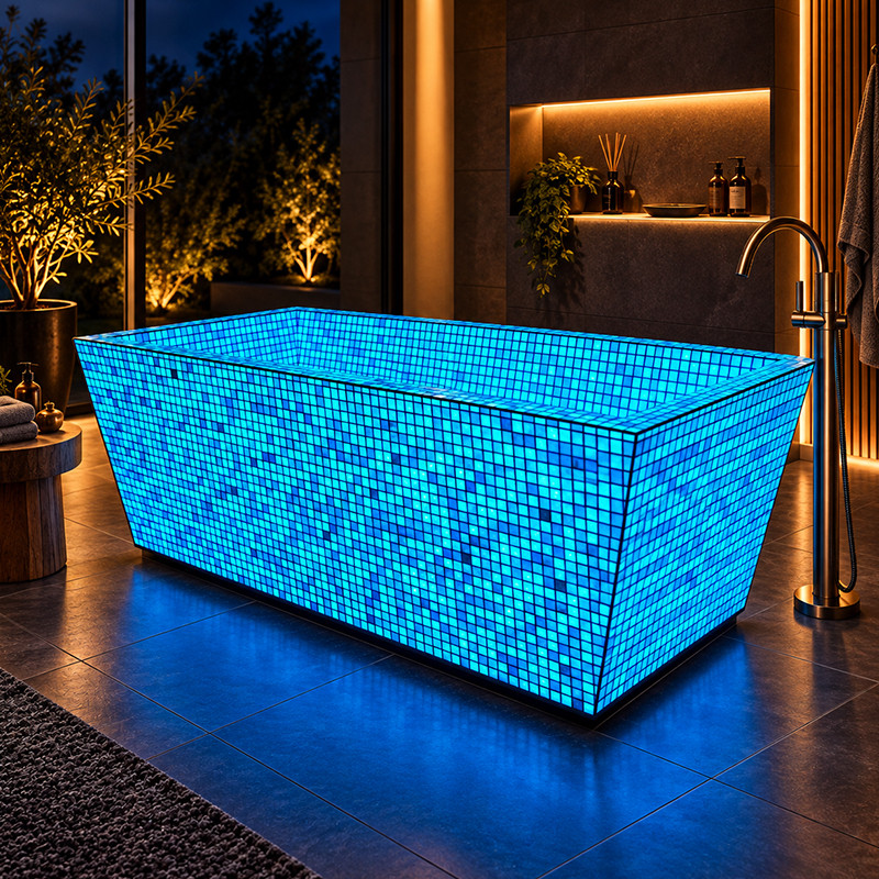 Mozaic fosforescent care lumineaza aqua, 30x30 cm, decoratiune glow