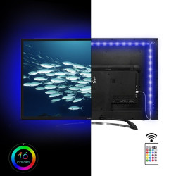 Kit banda LED pentru iluminare TV, alimentare USB, cu telecomanda, lungime 2 m