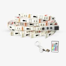Kit banda LED pentru iluminare TV, alimentare USB, cu telecomanda, lungime 2 m