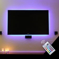 Kit banda LED pentru iluminare TV, alimentare USB, cu telecomanda, lungime 2 m