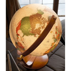 Glob geografic politic Optimus, iluminat, 30 cm, rotire 2 planuri, lemn cires