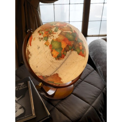 Glob geografic politic Optimus, iluminat, 30 cm, rotire 2 planuri, lemn cires