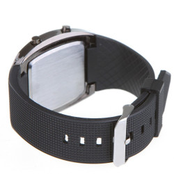 Ceas de mana cu cadrane auto, iluminat LED, unisex, otel inoxidabil, curea silicon