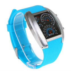 Ceas de mana cu cadrane auto, iluminat LED, unisex, otel inoxidabil, curea silicon