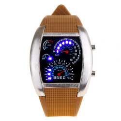 Ceas de mana cu cadrane auto, iluminat LED, unisex, otel inoxidabil, curea silicon