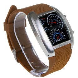 Ceas de mana cu cadrane auto, iluminat LED, unisex, otel inoxidabil, curea silicon