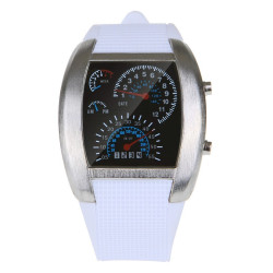 Ceas de mana cu cadrane auto, iluminat LED, unisex, otel inoxidabil, curea silicon