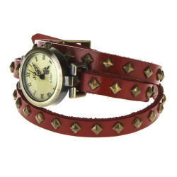 Ceas tip bratara retro de piele pentru femei