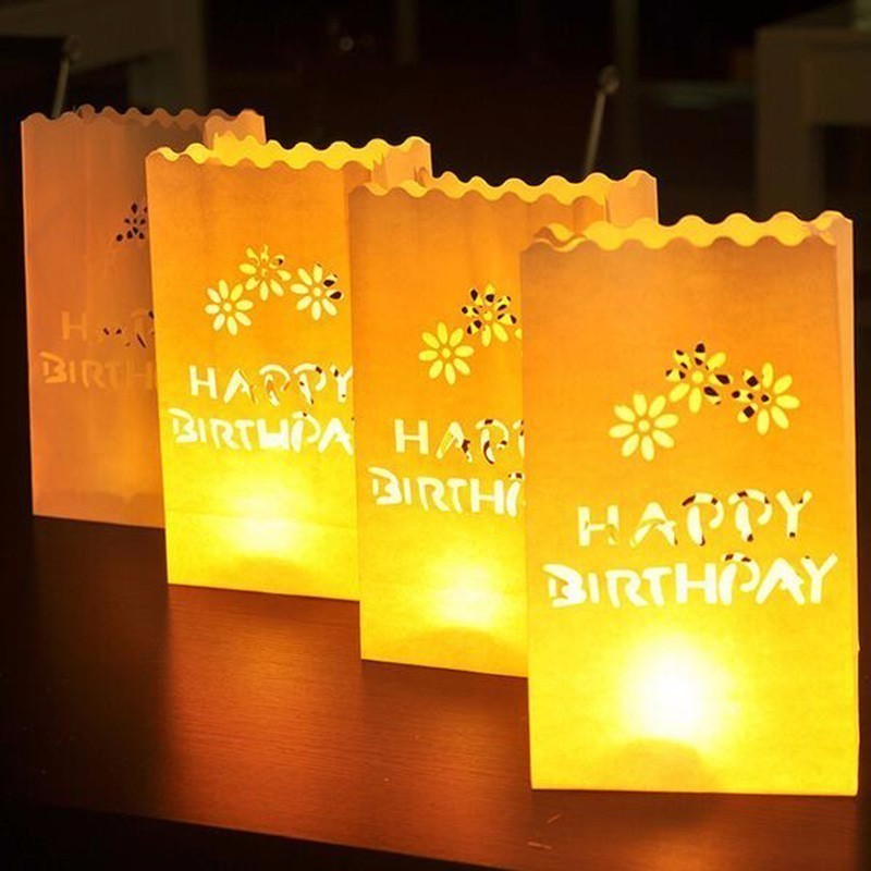 Lampioane decorative model Happy Birthday, 5 bucati