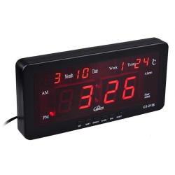Ceas digital LED rosu, afisaj 12h, calendar si temperatura, Caixing
