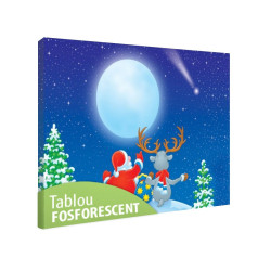 Tablou fosforescent  Mos Craciun si renul 