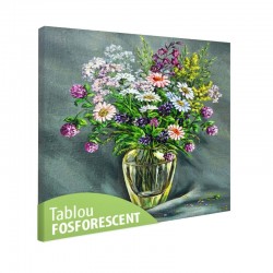 Set tablou fosforescent Vaza de sticla cu flori de camp 