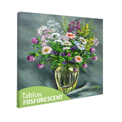 Tablou fosforescent Vaza de sticla cu flori de camp