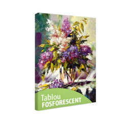 Tablou fosforescent Liliac in vaza de sticla
