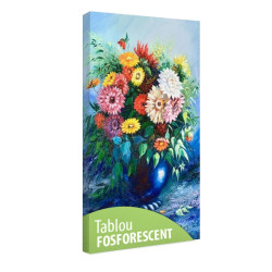 Tablou fosforescent Buchet de flori in vaza albastra