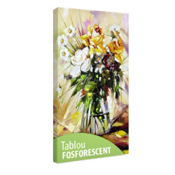 Tablou fosforescent Vaza cu flori albe