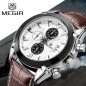 Ceas barbatesc, cronograf, calendar, curea piele, Megir 2020 Ceas barbatesc, cronograf, calendar, curea piele, Megir 2020