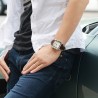 Ceas barbatesc quartz, dreptunghiular, afisare data, piele maro, Megir 2028